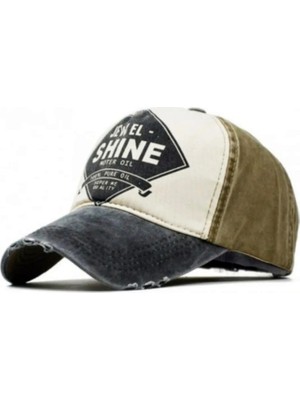 Angelika Unisex Jewel Shine Eskitme Kep Şapka Haki