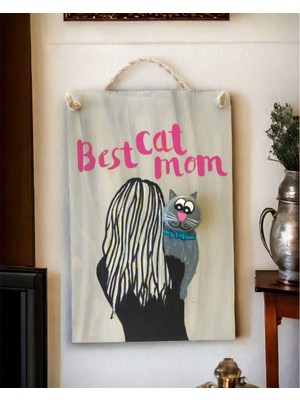 Kemique Best Cat Mom Duo Anneler Günü Blue Bow Pano