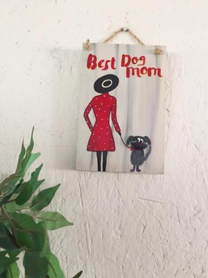 Kemique Best Dog Mom Duo Anneler Günü Pano Red Dress