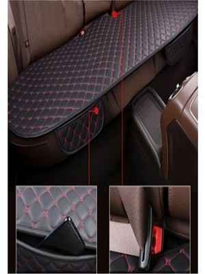 Mısırlıgrup Araba Koltuk Minderi Ön ve Arka Takım 3 Parça Aracınıza Stil Katın Siyah Deri Turuncu Desen