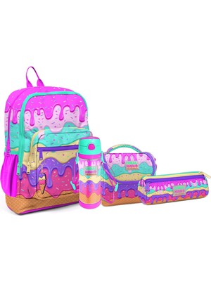 Coral High Kids 4'lü Çanta Seti (4 Bölmeli Çanta-Beslenme-Kalemlik-Matara)