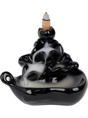 İyi Bi Fikir Geri Akışlı Seramik Şelale Tütsülük Oda Kokusu ve 10 Adet Ayurvedic Geri Akışlı Tütsü Seti Amber