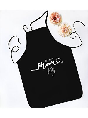 Bk Gift Kişiye Özel Isimli Anneler Günü Tasarımlı Siyah Mutfak Önlüğü, Aşçı Önlüğü, Şef Önlüğü, Anneye Hediye-18