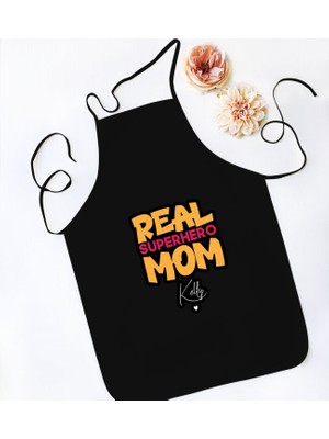 Bk Gift Kişiye Özel Isimli Anneler Günü Tasarımlı Siyah Mutfak Önlüğü, Aşçı Önlüğü, Şef Önlüğü, Anneye Hediye-21