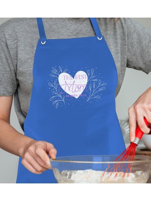 Bk Gift Kişiye Özel Isimli Anneler Günü Tasarımlı Profesyonel Mavi Mutfak Önlüğü, Aşçı Önlüğü, Şef Önlüğü, Anneye Hediye-13