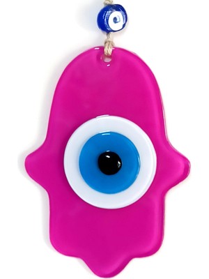 Mixperi Nazar Boncuklu Fuşya Renk Fatma Ana Bereket Eli Cam Duvar Süsü