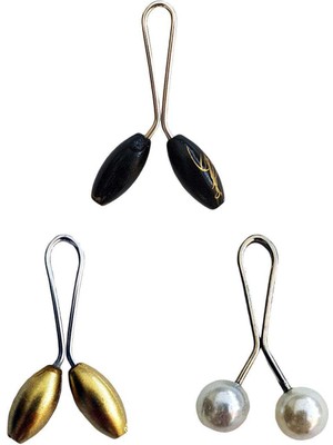 Royaleks 3 Adet Tesettür Eşarp ve Şal Klipsi Sarı Inci Beyaz Siyah