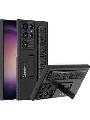 Heptek İletişim Galaxy S23 Ultra Kılıf Kamera Korumalı Standlı El Geçmeli Tutamaçlı Ultra Ince Kapak (Band)