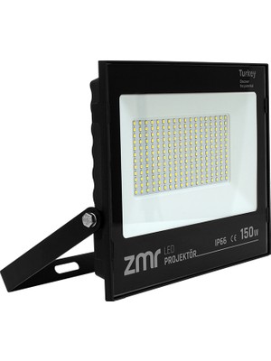 Gizzodo Zmr 150 Watt Beyaz 6500K IP66 150* Işık Açısı 220 Volt Siyah Slim Kasa LED Projektör