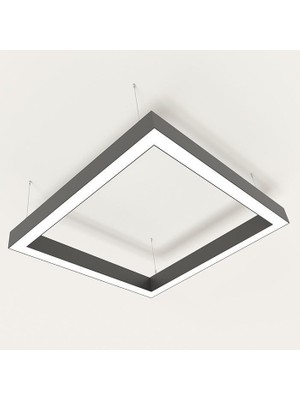 TekwaT Kare 100x100 Lineer Armatür (CRI>95) 5700 Kelvin Siyah Kasa
