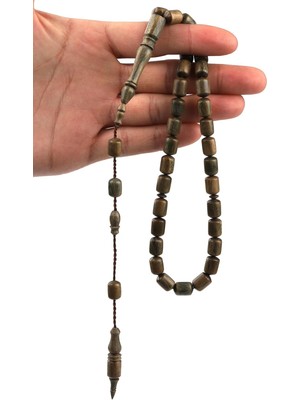 Alibaba Doğaltaş Usta Işçilikli Pelesenk Ağacı Tesbih 7 x 11 mm Arpa Kesim