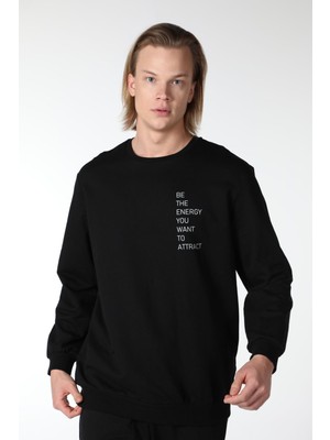 Defy's Erkek Baskılı Sweatshirt Siyah - S