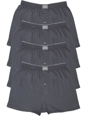 Tutku 4'lü Erkek Penye Havlu Bel Düz Boxer Abani Classic Füme