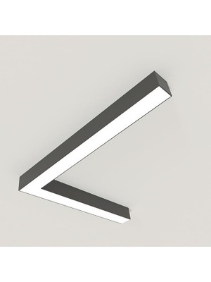 TekwaT L Şekil 150X75 Lineer Armatür  (CRI>95) 3000 Kelvin Siyah Kasa