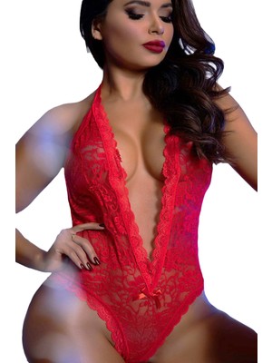 LoeFit Kadın Kırmızı Büyük Beden Fantazi Babydoll Erotik Fantazi Seksi Kostüm