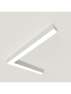 TekwaT L Şekil 150X75 Lineer Armatür  (CRI>95) 4000 Kelvin Beyaz Kasa