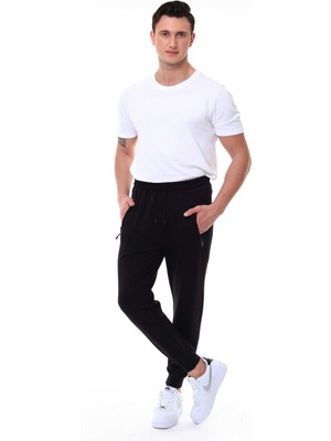 Garage Casual Wear Erkek Scuba Tek Alt Eşofman  Manşetli Siyah