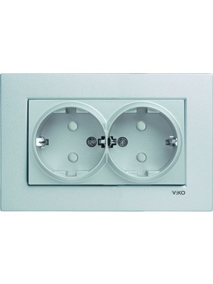 Viko Artline Novella Gümüş İkili Topraklı Priz Çerçeveli 92605058-C1