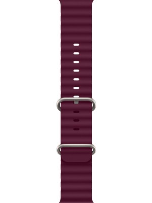 Quse Ocean Loop Silikon Kordon, Apple Watch Series SE/11/10/9/8/7/6/5/4/3 ile Uyumlu, 49mm/46mm/45mm/44mm, Mürdüm
