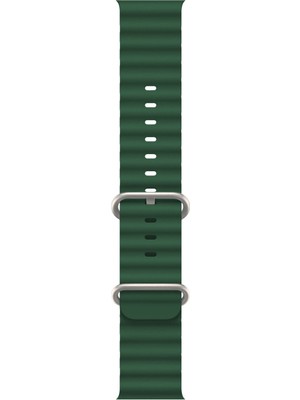 Quse Ocean Loop Silikon Kordon, Apple Watch Series SE/11/10/9/8/7/6/5/4/3 ile Uyumlu, 49mm/46mm/45mm/44mm, Çam Yeşili