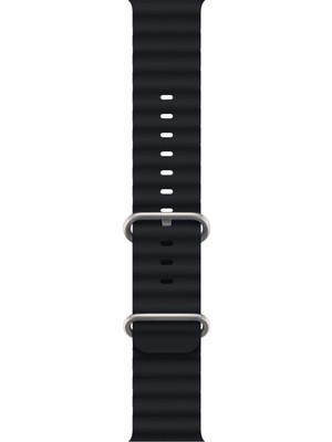 Quse Ocean Loop Silikon Kordon, Apple Watch Series SE/11/10/9/8/7/6/5/4/3 ile Uyumlu, 49mm/46mm/45mm/44mm, Siyah