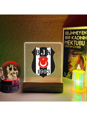 Beşiktaş Tasarımlı Woodleds Ahşap Tabanlı Dekoratif LED Lamba