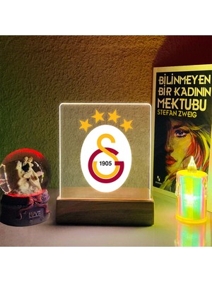 Galatasaray Tasarımlı Woodleds Ahşap Tabanlı Dekoratif LED Lamba