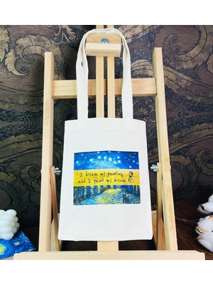 Giftmoda Van Gogh Yıldızlı Gece Tasarımlı Bez Çanta