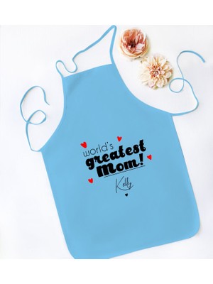 Bk Gift Kişiye Özel Isimli Anneler Günü Tasarımlı Mavi Mutfak Önlüğü, Aşçı Önlüğü, Şef Önlüğü, Anneye Hediye-22
