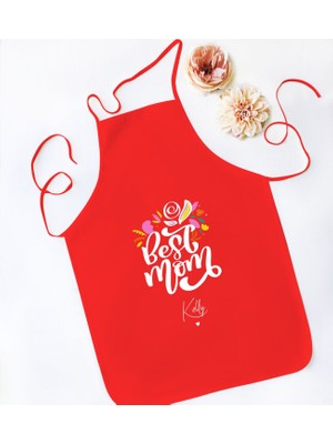 Bk Gift Kişiye Özel Isimli Anneler Günü Tasarımlı Kırmızı Mutfak Önlüğü, Aşçı Önlüğü, Şef Önlüğü, Anneye Hediye-17