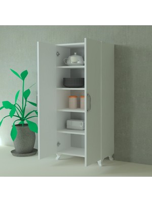 Mobilique % 100 Mdf Çok Amaçlı Kiler Dolabı Beyaz Montajsız Çok Renkli