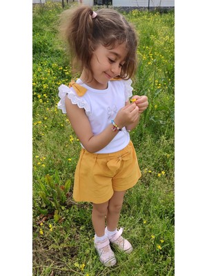 Novy Baby Fisto Kollu Tshirt ve Şortlu Kız Çocuk 2'li Takım - 3 - 6 Yaş - 2304