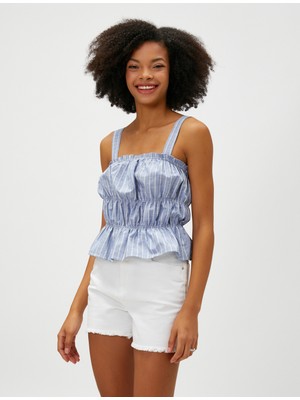 Koton Crop Atlet Askılı Büzgü Detaylı Pamuklu