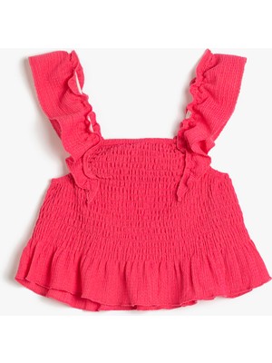 Koton Crop Üst Askılı Fırfırlı Gipe Detaylı