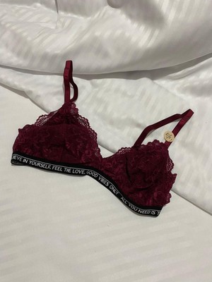 Mj Butik Dantelli Yazılı Bralette Takım