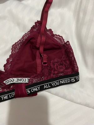 Mj Butik Dantelli Yazılı Bralette Takım