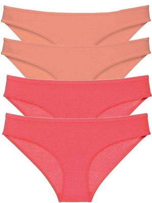 Royaleks 4 Adet Eko Set Likralı Kadın Slip Külot Pudra Fuşya
