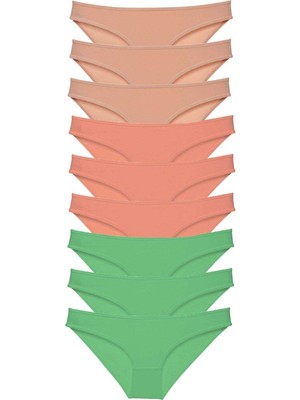 Royaleks 9 adet Süper Eko Set Likralı Kadın Slip Külot Ten Pudra Yeşil