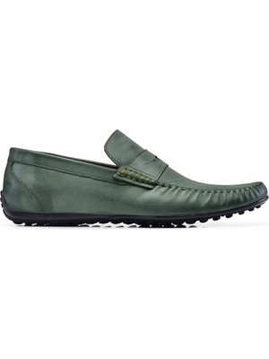 Nevzat Onay Nubuk Yeşil Yazlık Erkek Loafer Ayakkabı