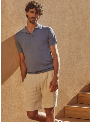 Mr. Mood Bağlamalı Bel Standart Koyu Bej Erkek Bermuda Şort Mr Rog Shorts