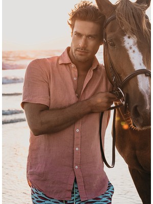 Mr. Mood Standart Düğmeli Yaka Pembe Erkek Gömlek Mr Short Sleeve