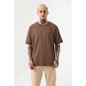 Relaxed Basıc Pamuklu T-Shırt Kahve