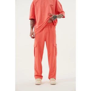 Relaxed Kargo Cepli Baggy Eşofman Pembe