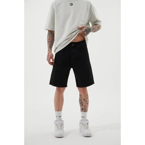 Loose Fıt Denim Bermuda Şort Dark Siyah