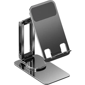 360 Derece Dönerli Uzayabilir Masaüstü Telefon Tablet Tutucu Metal Stand - K50 AL3758 Koyu Gri