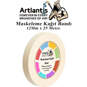 Maskeleme Bandı Kağıt Bant 12 mm 25 Metre 1 Adet Boya Bantı Maskeleme Kağıt Bant Duvar Yağlı Boya Badana