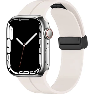 Apple Watch 41 mm Silikon Kordon Metal Mıknatıslı Toka Tasarımlı Şık Spor Pratik Kullanım