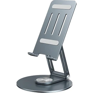Rock Taşınabilir Katlanabilir 360 Dönebilen Metal Telefon ve Tablet Standı Uzay Grisi