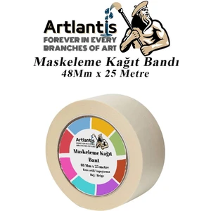 Maskeleme Bandı Kağıt Bant 48 mm 25 Metre 1 Adet Boya Bantı Maskeleme Kağıt Bant Duvar Yağlı Boya Badana