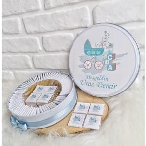 Bunnyball Chocolate 50 Adet Mavi Puset Temalı Isme Özel Hediyelik Hosgeldin Erkek Bebek Çikolata